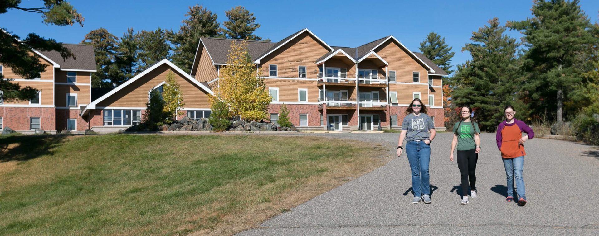 Students walking on campus.