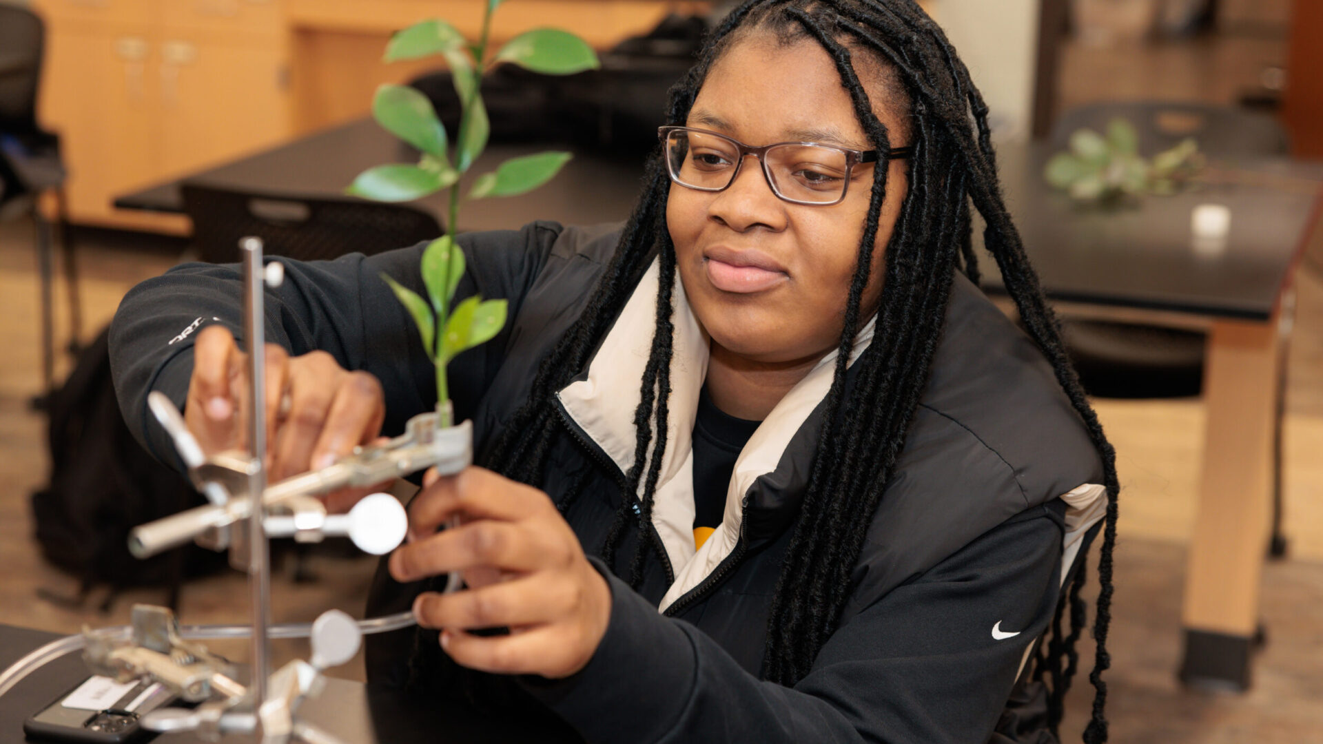 Student in biology class.