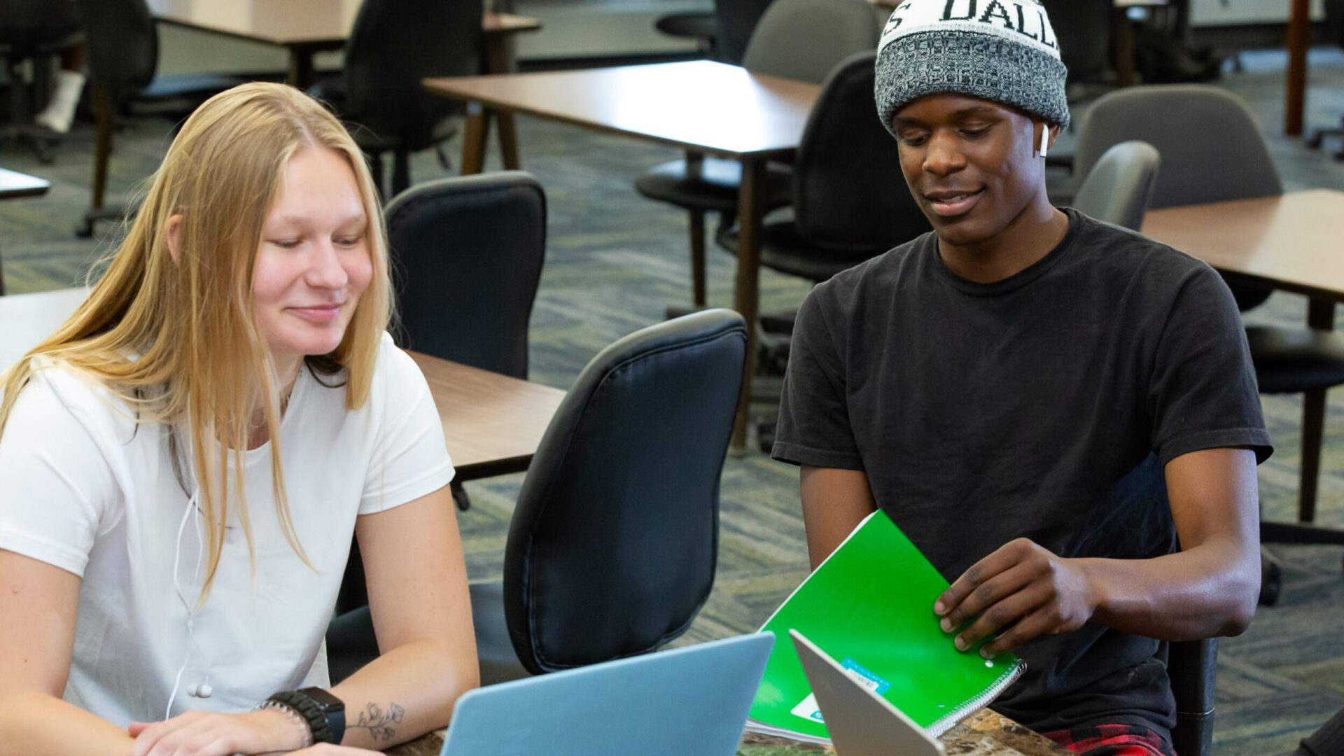 Students studying in a classroom.