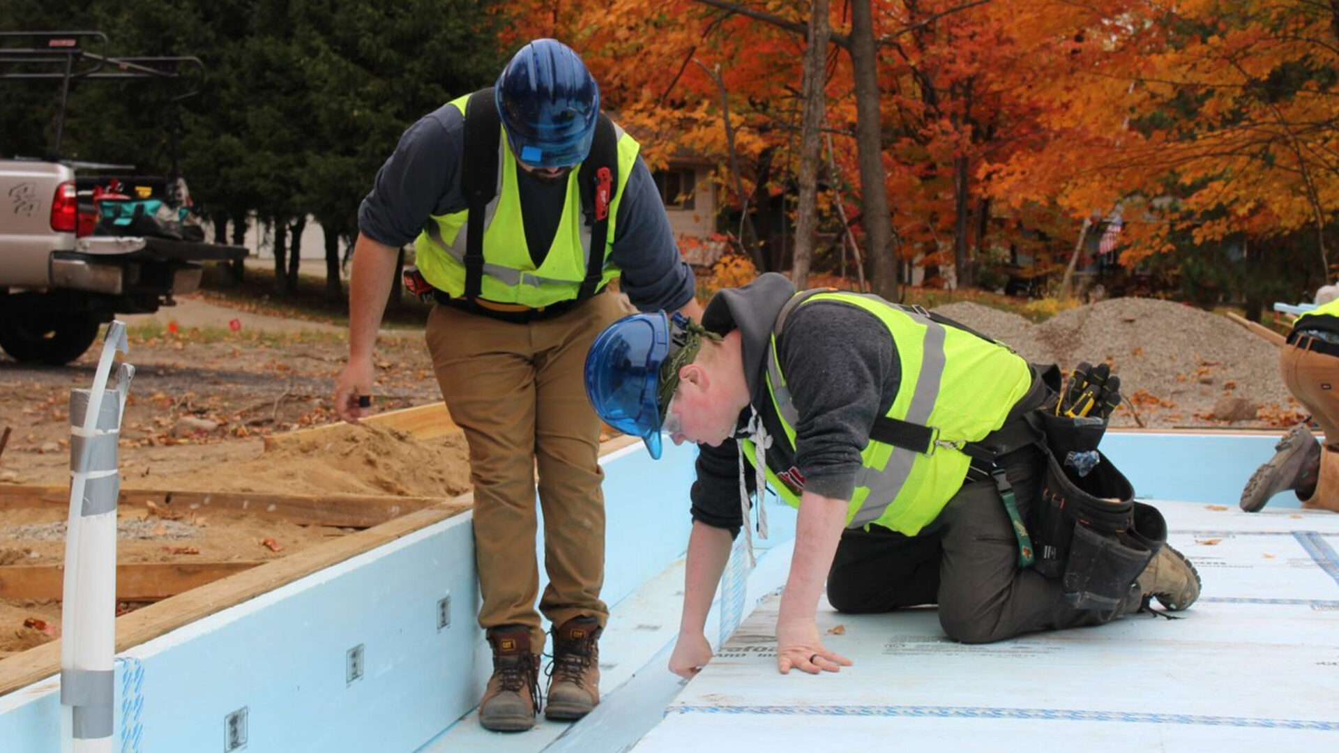 Students learning about construction.